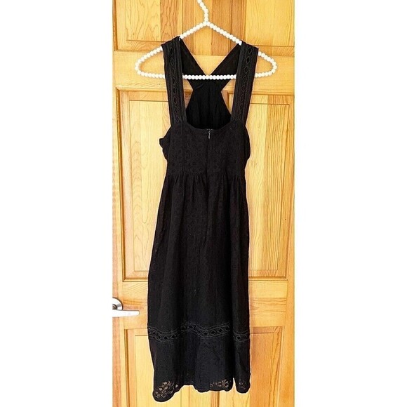 J.O.A. Los Angeles Black Lace A Line Dress Sz S Cross Front Sundress Wedding - Picture 4 of 8
